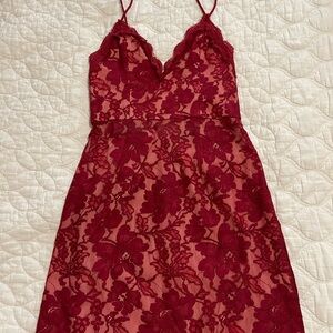 Red Lace Floral Dress